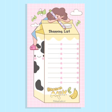 برگه لیست خرید فانتزی طرح شیرموز 40 برگ