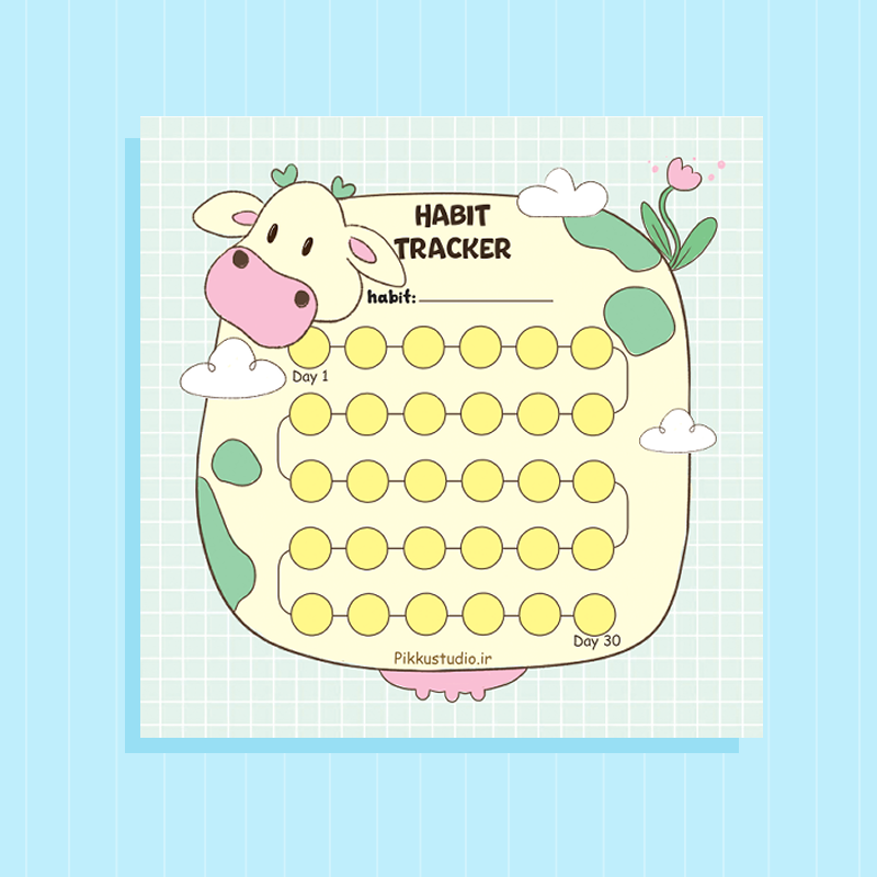 برگه ردیاب عادت ماهانه گاو شاد 30 برگ